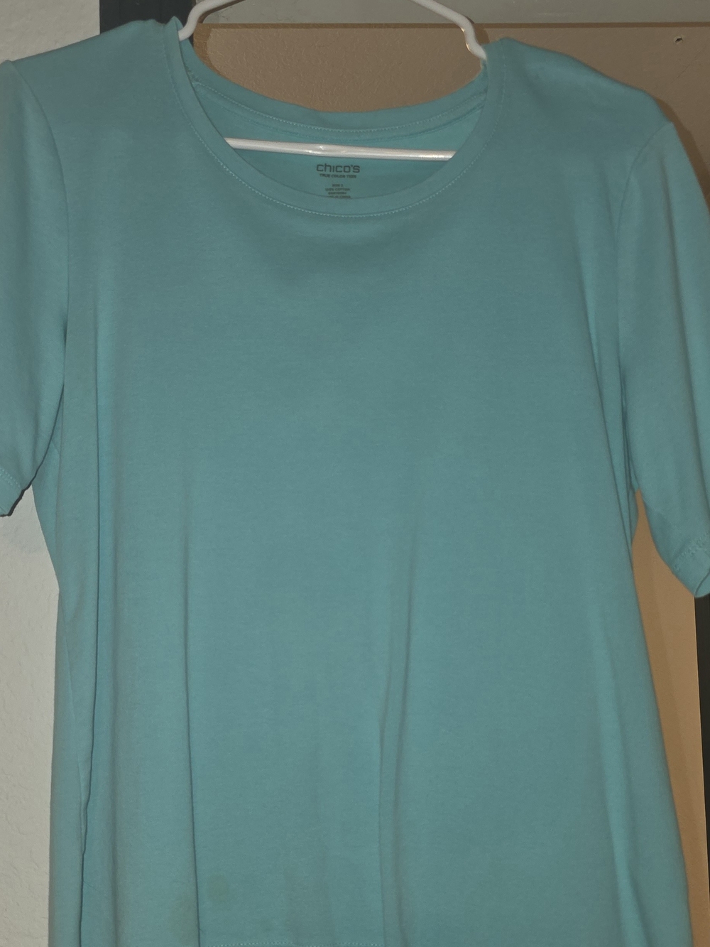 Chico's Aqua Short-Sleeve Crewneck Tee